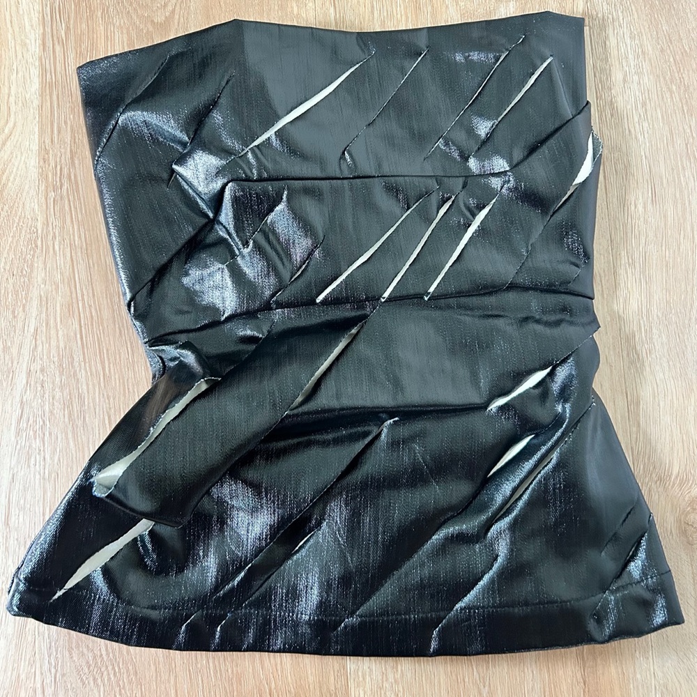 Rick Owens Black & White Gloss Finish Strapless Top